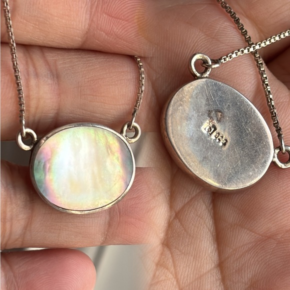 Altar'd State “Elm Eyelash” Lilac Blue Sweater & Sterling Silver MOP Necklace - Picture 7 of 16